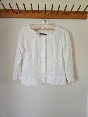 Eddie Bauer White Linen Top - Size Petite XS